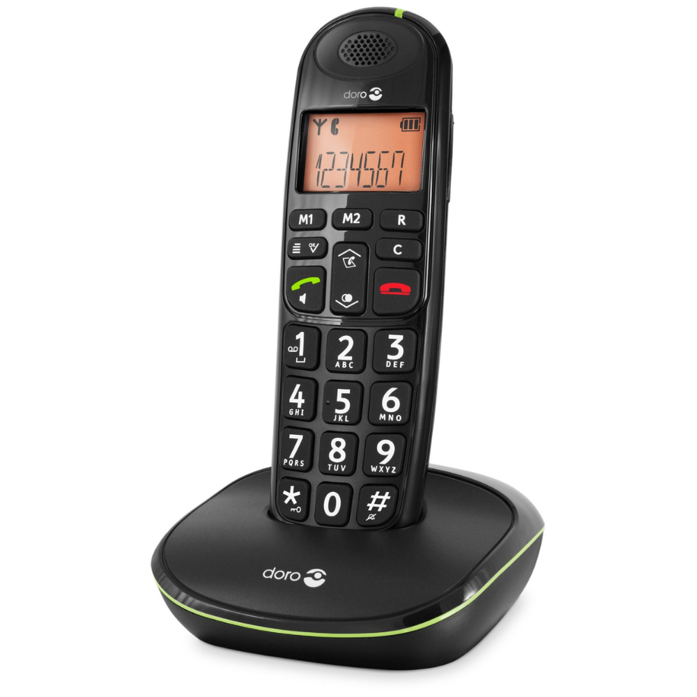 Doro PhoneEasy 100w Schnurlostelefon Senioren Schwarz mit Ladestation