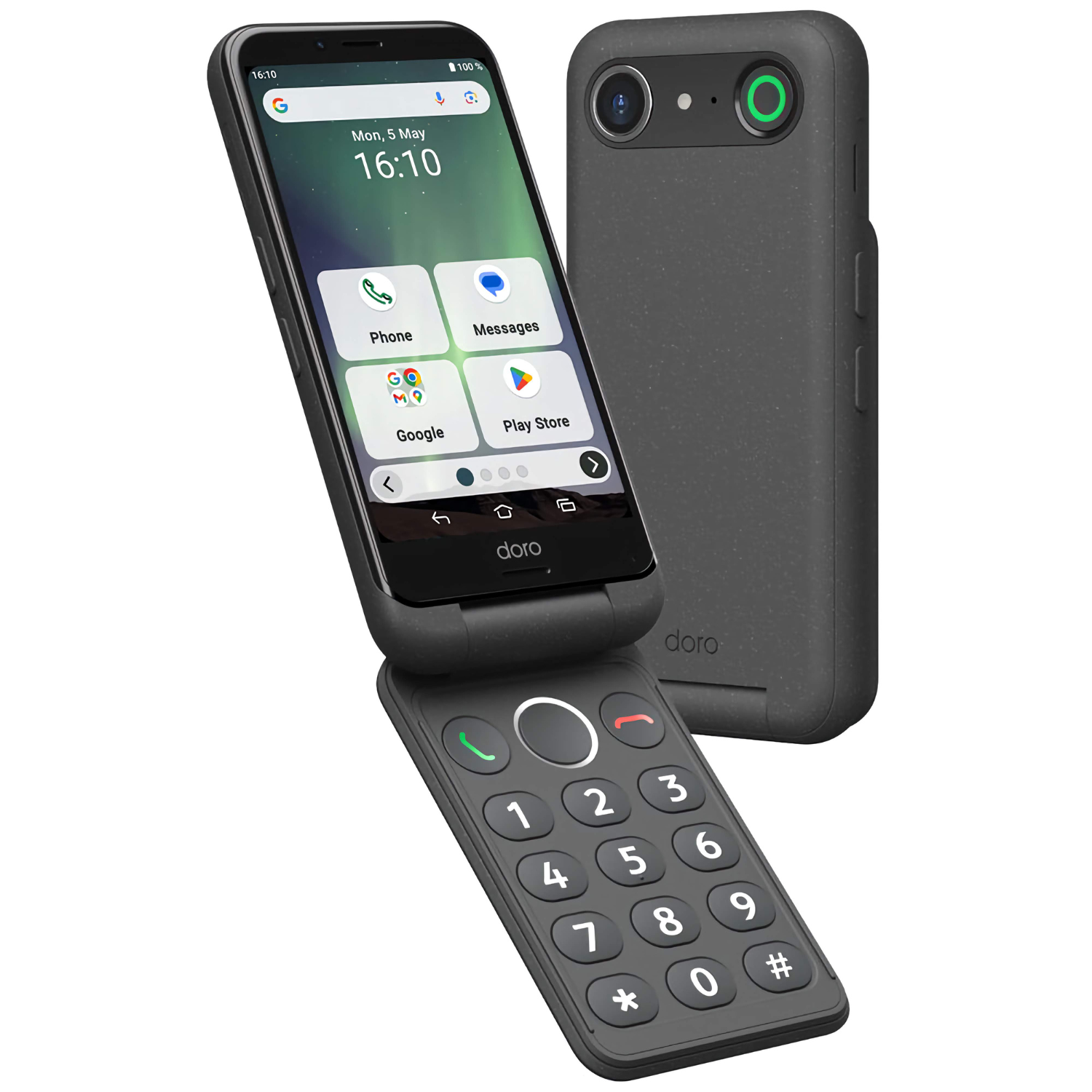 Doro Aurora A20 4G Seniorenhandy Vorderseite und Rückseite